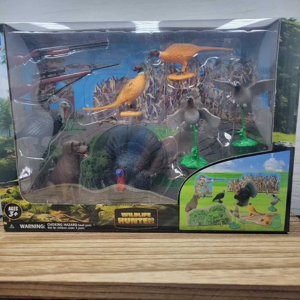 Wildlife Hunter Toy Playset 9 PCs Figures Turkey Dog Pheasant 3+ NWT